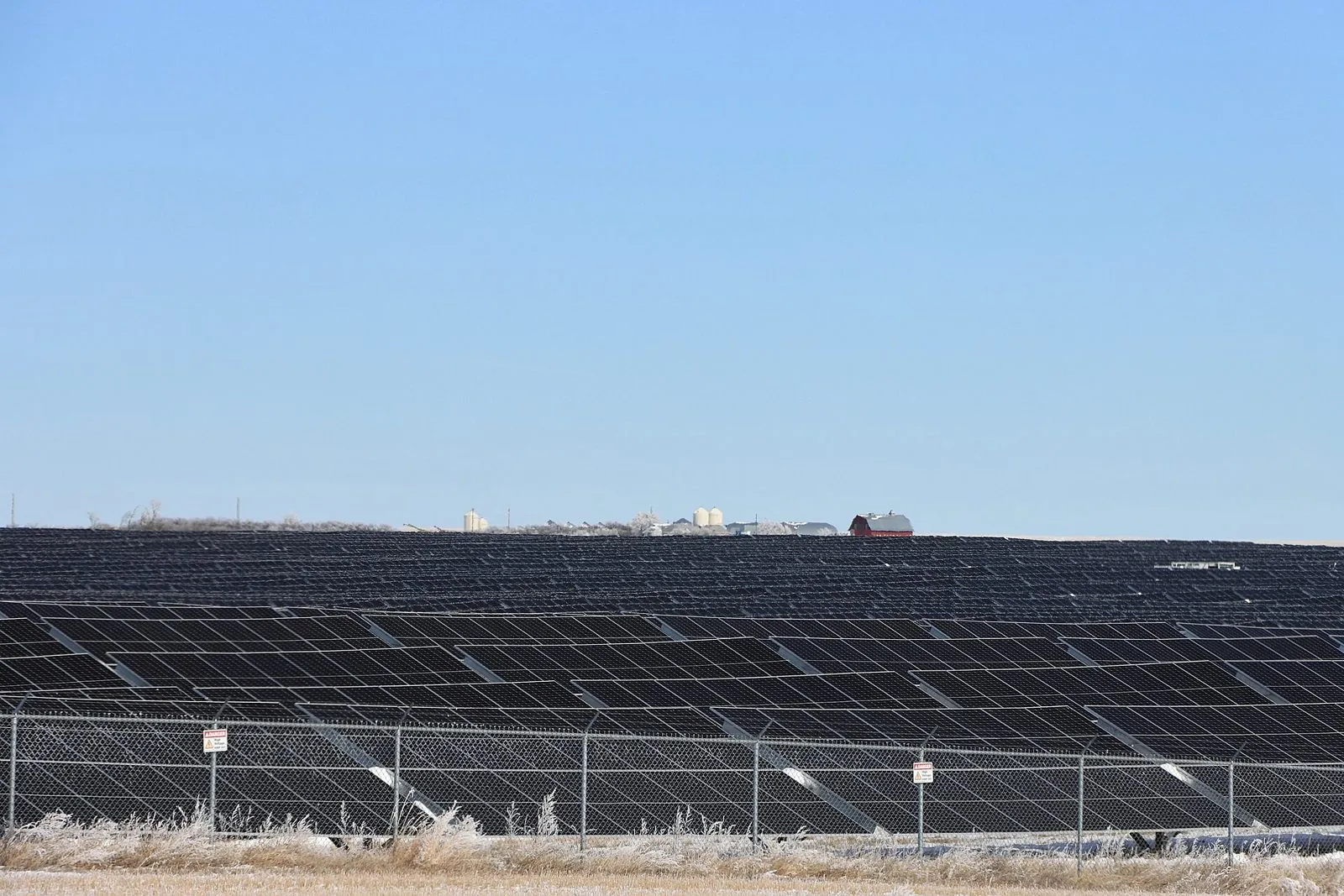 Rows of ground-mounted solar PV panels
